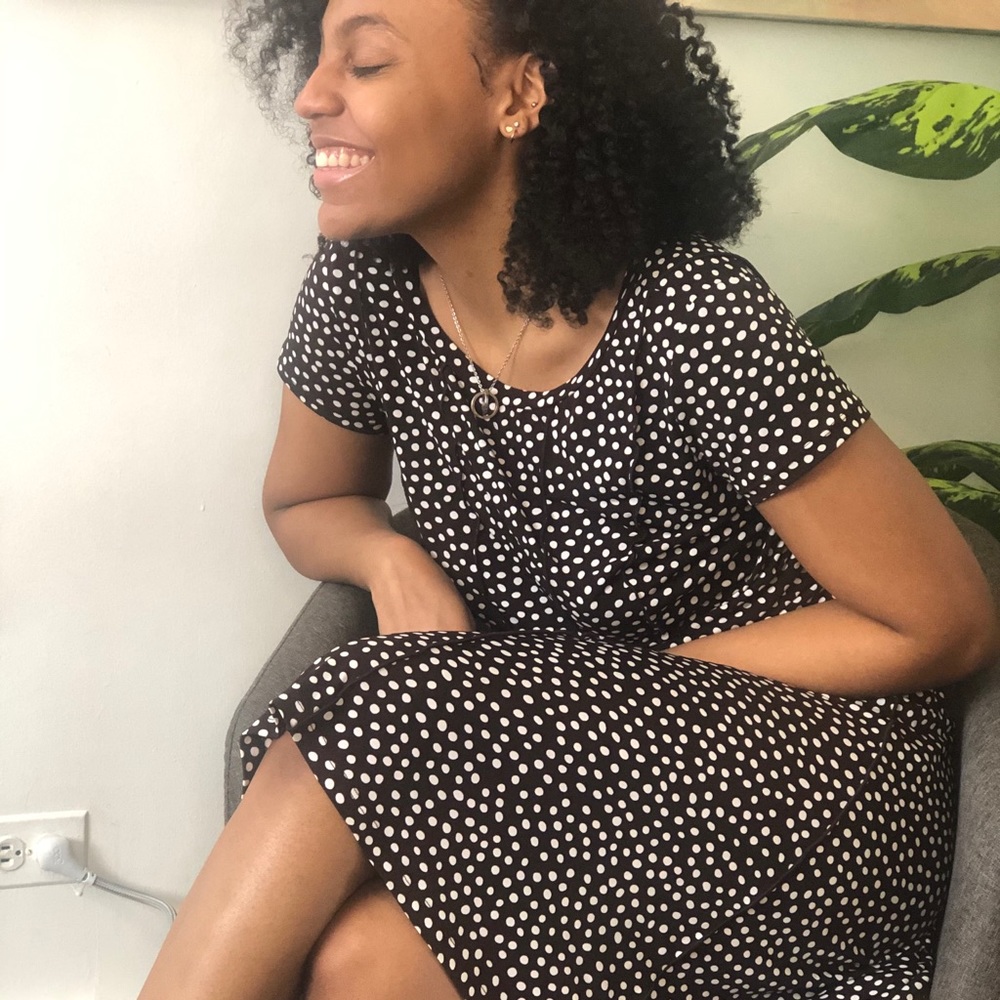 Dark brown polka dot skirt set